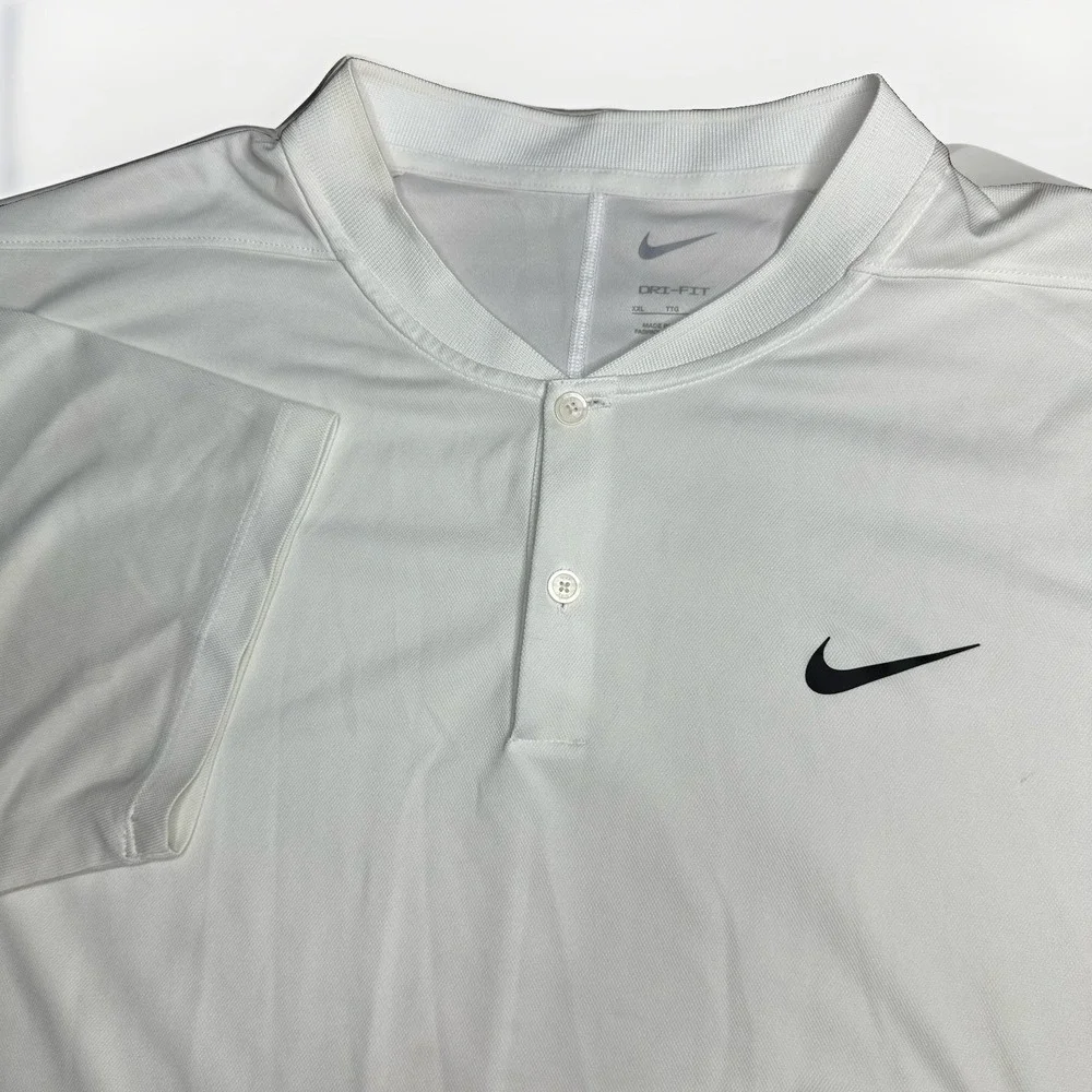 Nike Dri-Fit Court Blade Collar Tennis White Polo Shirt Mens XXL Pickleball Golf